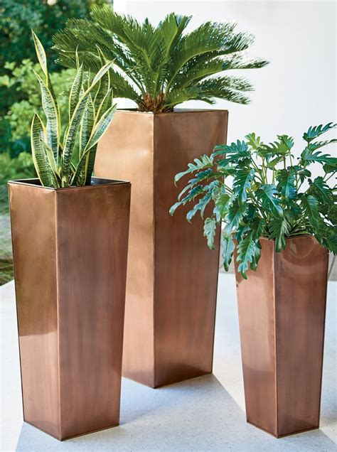 top metal planter boxes|stainless steel tall tapered planter.